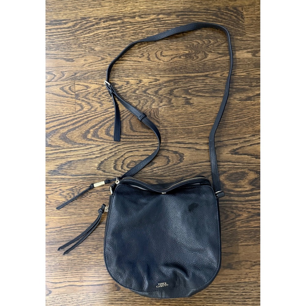 Vince Camuto Kenzy Black Pebbled Leather Crossbody Bag Gold Hardware VC-KENZY